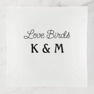 simple minimal add your name text love birds text trinket tray