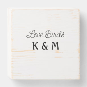 simple minimal add your name text love birds text wooden box sign