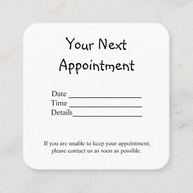 simple minimal add your name text pictures appoint appointment card (Front)