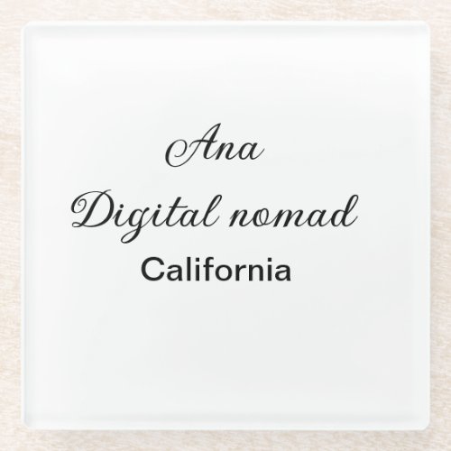 Simple minimal add your name text place california glass coaster