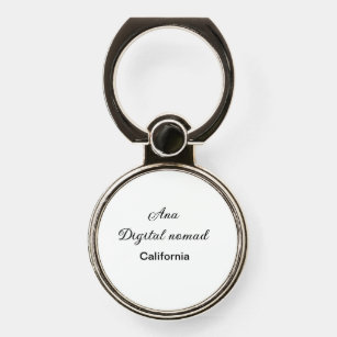 Simple minimal add your name text place california phone ring stand