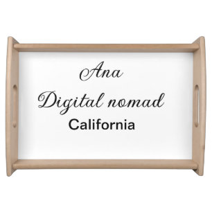 Simple minimal add your name text place california serving tray
