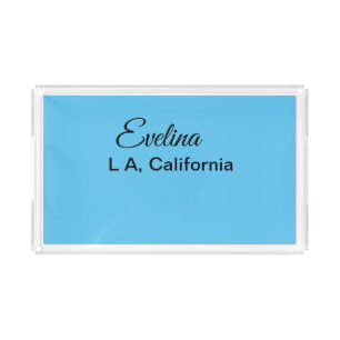 Simple minimal add your name text place city custo acrylic tray