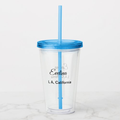 Simple minimal add your name text place city custo acrylic tumbler