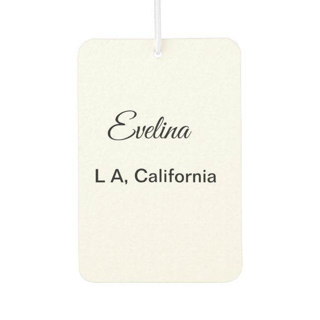 Simple minimal add your name text place city custo air freshener (Front)
