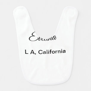 Simple minimal add your name text place city custo baby bib