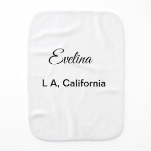 Simple minimal add your name text place city custo baby burp cloth