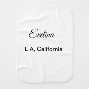 Simple minimal add your name text place city custo baby burp cloth