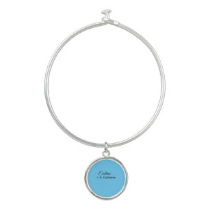 Simple minimal add your name text place city custo bangle bracelet