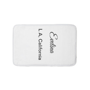 Simple minimal add your name text place city custo bath mat