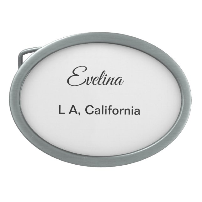 Simple minimal add your name text place city custo belt buckle (Front)