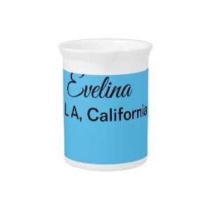 Simple minimal add your name text place city custo beverage pitcher