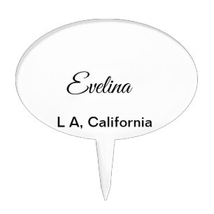 Simple minimal add your name text place city custo cake topper