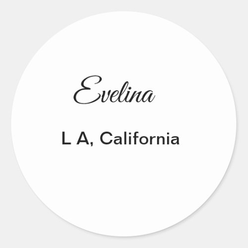 Simple minimal add your name text place city custo classic round sticker