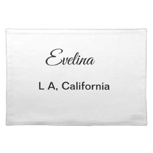 Simple minimal add your name text place city custo cloth placemat