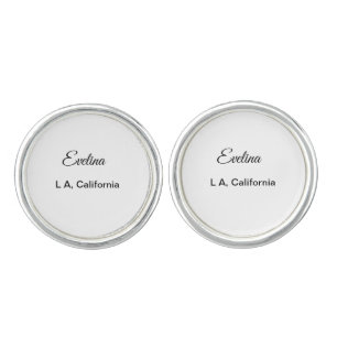 Simple minimal add your name text place city custo cufflinks