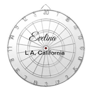 Simple minimal add your name text place city custo dart board