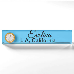 Simple minimal add your name text place city custo desk name plate