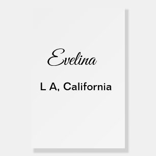 Simple minimal add your name text place city custo foam board