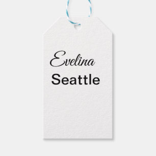 Simple minimal add your name text place city custo gift tags