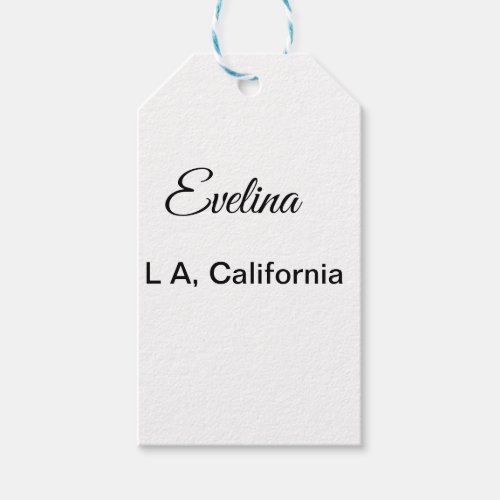 Simple minimal add your name text place city custo gift tags
