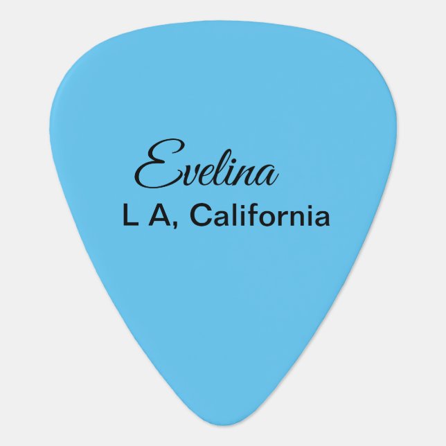 Simple minimal add your name text place city custo guitar pick (Front)