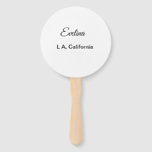 Simple minimal add your name text place city custo hand fan