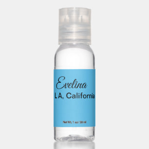 Simple minimal add your name text place city custo hand sanitizer