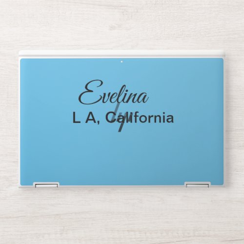 Simple minimal add your name text place city custo HP laptop skin