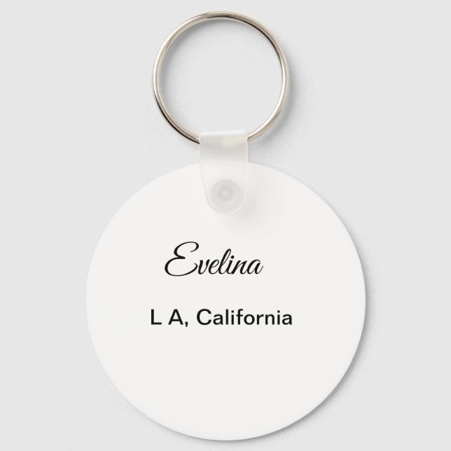 Simple minimal add your name text place city custo keychain (Front)
