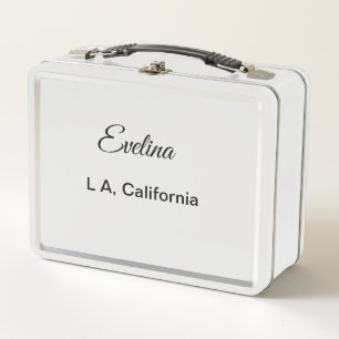 Simple minimal add your name text place city custo metal lunch box