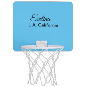 Simple minimal add your name text place city custo mini basketball hoop