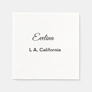 Simple minimal add your name text place city custo napkins