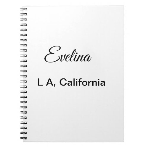 Simple minimal add your name text place city custo notebook