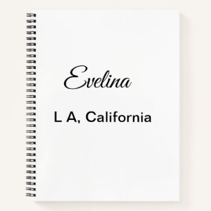 Simple minimal add your name text place city custo notebook