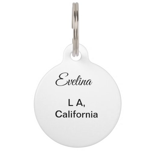 Simple minimal add your name text place city custo pet ID tag