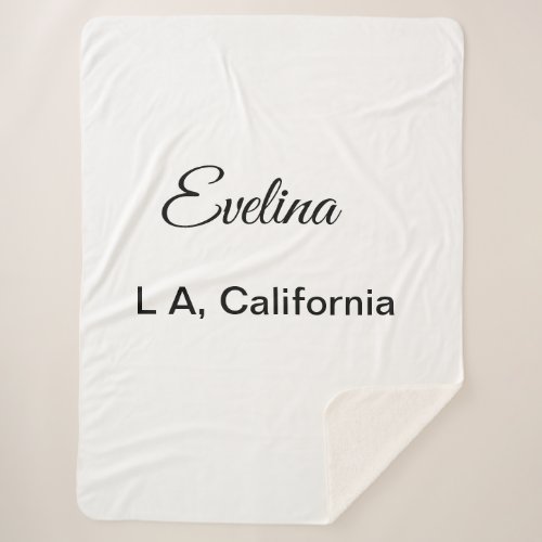 Simple minimal add your name text place city custo sherpa blanket