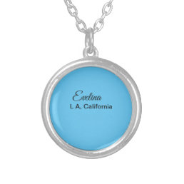 Simple minimal add your name text place city custo silver plated necklace