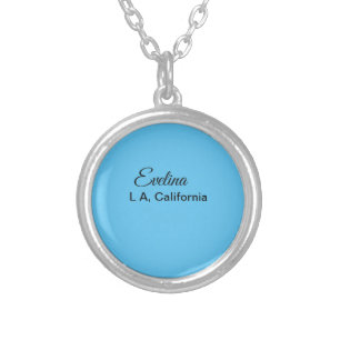 Simple minimal add your name text place city custo silver plated necklace