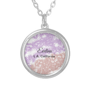 Simple minimal add your name text place city custo silver plated necklace
