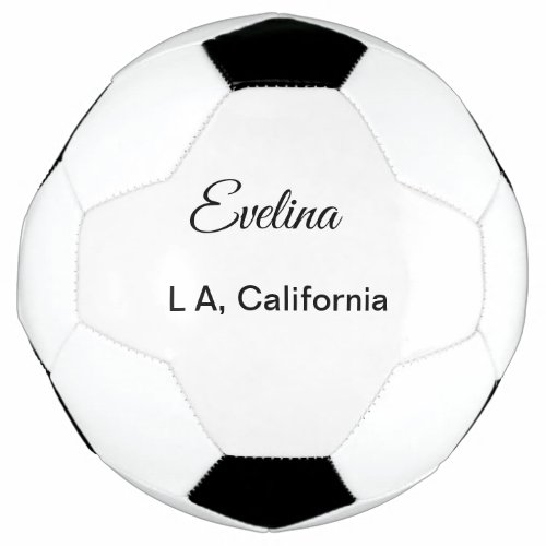 Simple minimal add your name text place city custo soccer ball