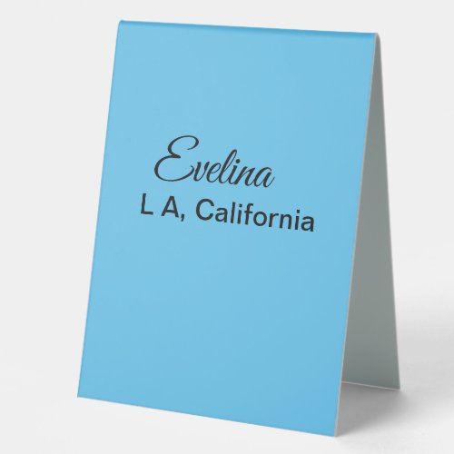 Simple minimal add your name text place city custo table tent sign