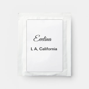 Simple minimal add your name text place city custo tea bag drink mix