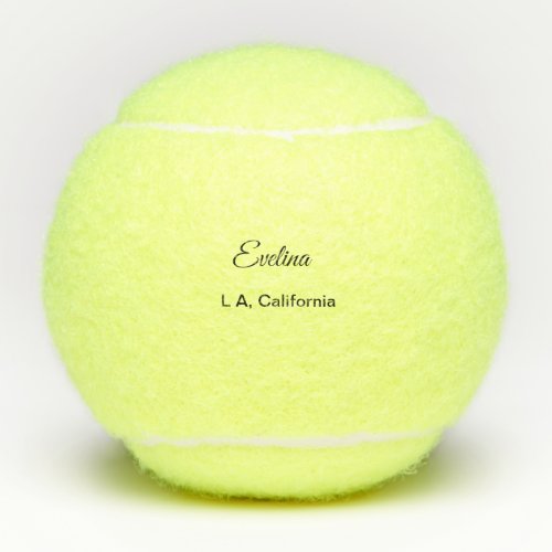 Simple minimal add your name text place city custo tennis balls