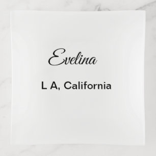 Simple minimal add your name text place city custo trinket tray