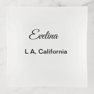 Simple minimal add your name text place city custo trinket tray
