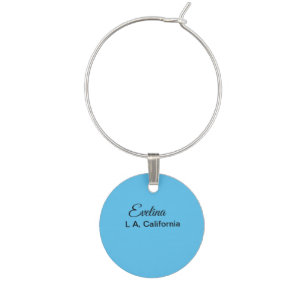 Simple minimal add your name text place city custo wine charm