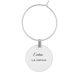 Simple minimal add your name text place city custo wine charm