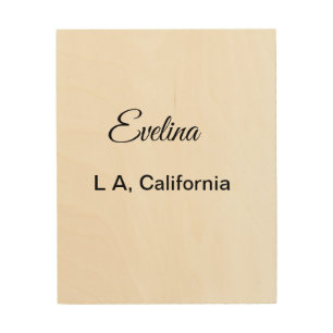 Simple minimal add your name text place city custo wood wall art
