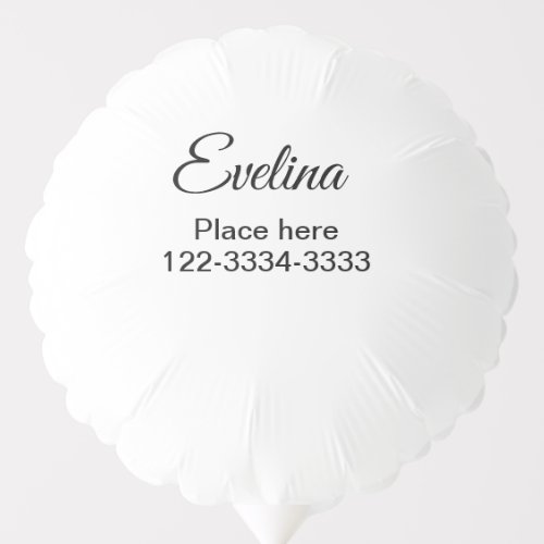 Simple minimal add your name text place city phone balloon